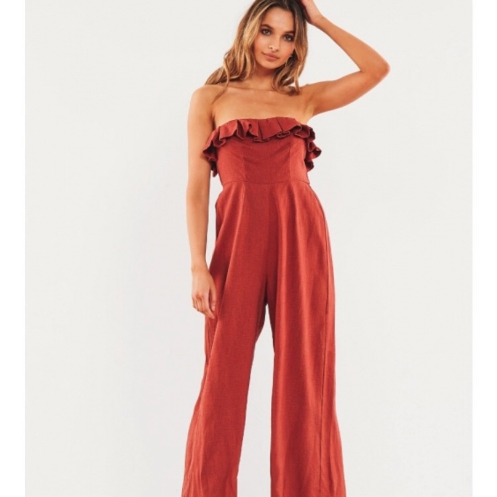 Long burgundy/brick colored romper